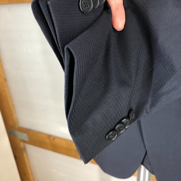 Z Zegna Drop 7 100% Wool Navy Check Trim Fit Blazer Jacket  ITA 48C =‎ US 38S - Picture 6 of 15